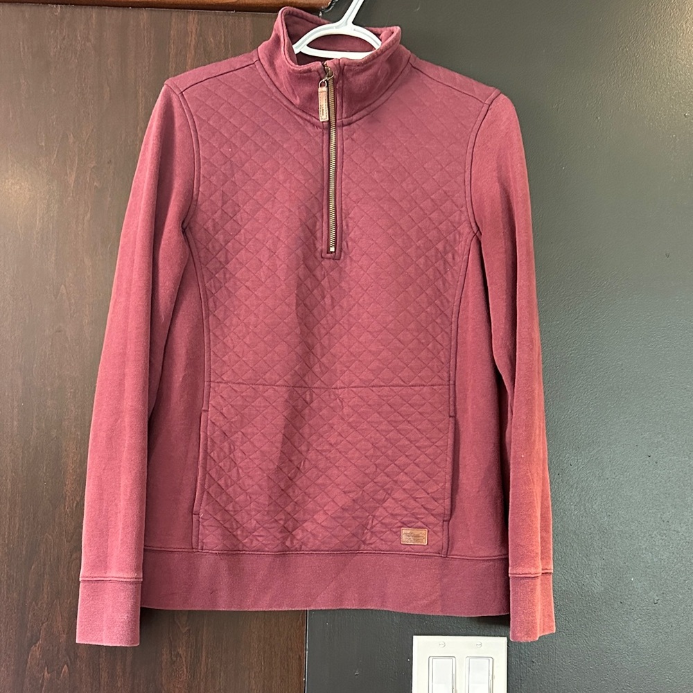 LL BEAN Quilted Half-Zip Women's Sweater - Rosewood